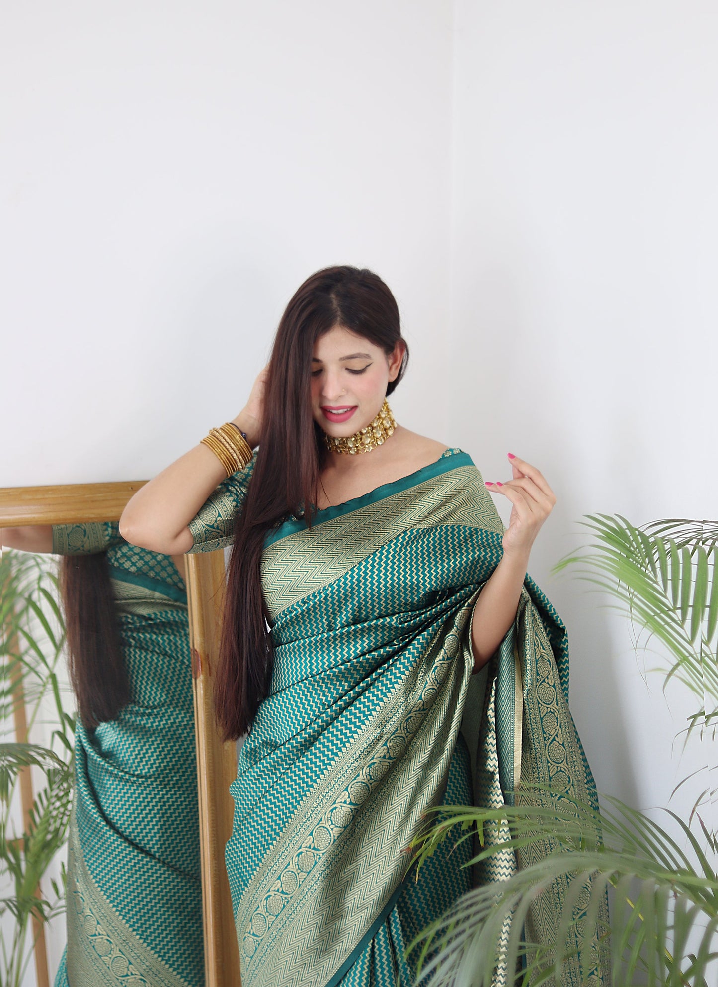 Light Green Pure Soft Silk Saree Stylish Blouse Piece