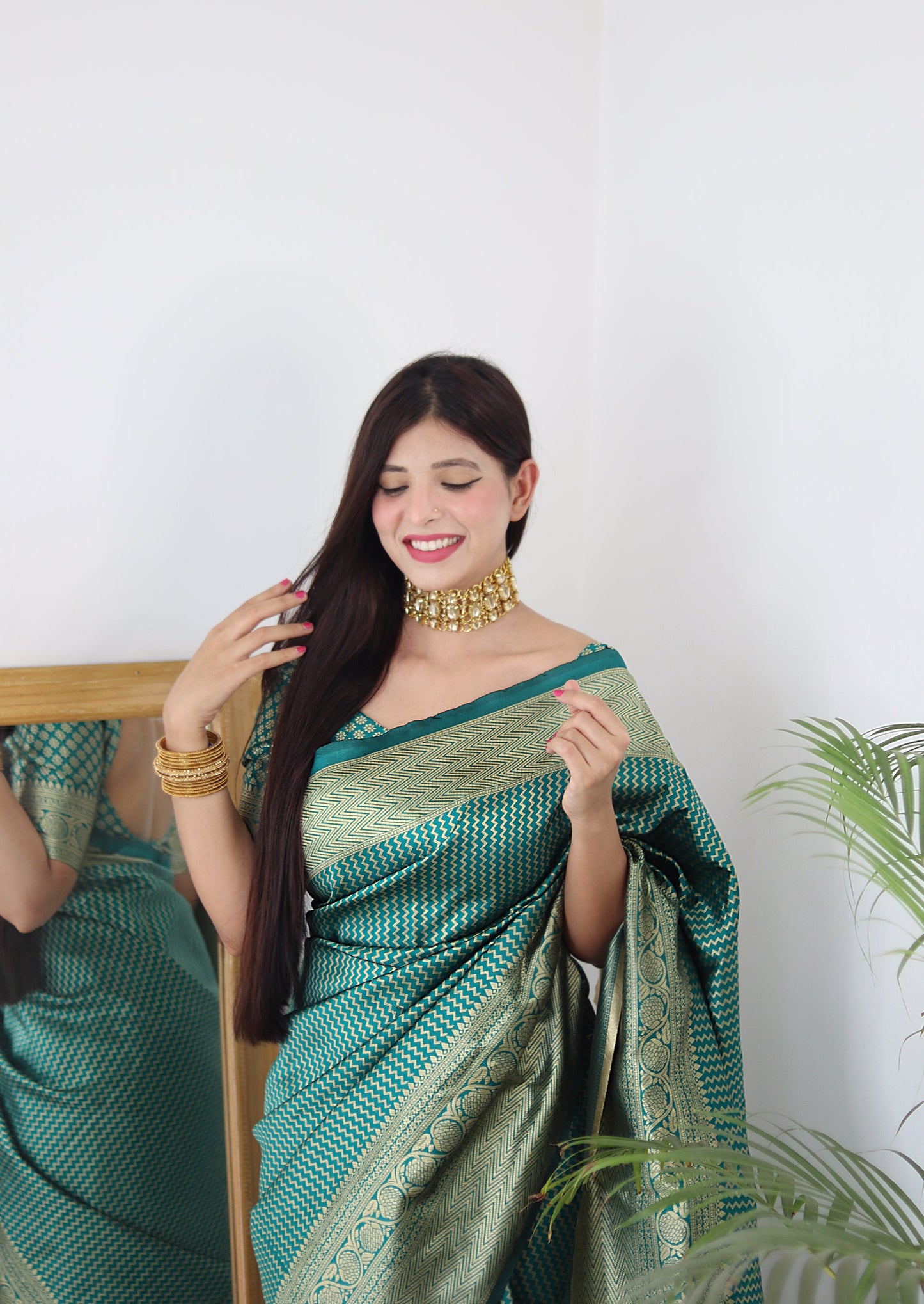 Light Green Pure Soft Silk Saree Stylish Blouse Piece