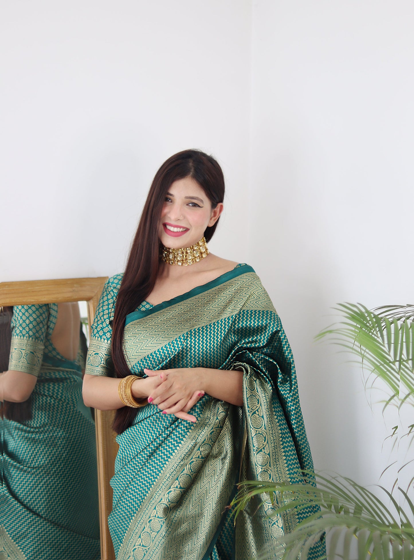 Light Green Pure Soft Silk Saree Stylish Blouse Piece