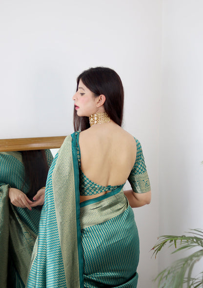 Light Green Pure Soft Silk Saree Stylish Blouse Piece