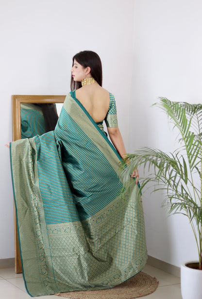 Light Green Pure Soft Silk Saree Stylish Blouse Piece