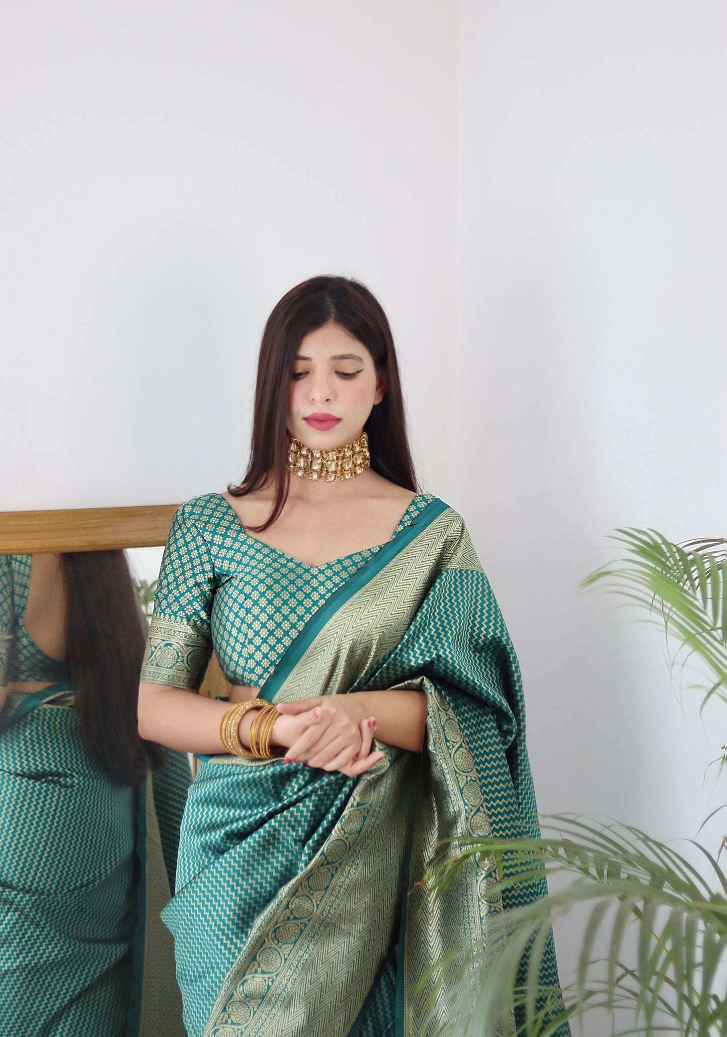 Light Green Pure Soft Silk Saree Stylish Blouse Piece