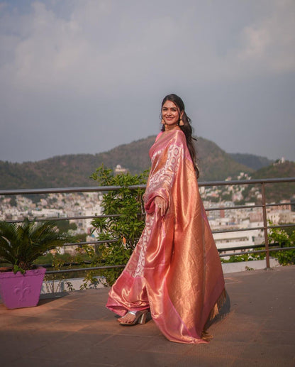 Baby Pink Pure Soft Semi Silk Saree With Attractive Blouse Piece