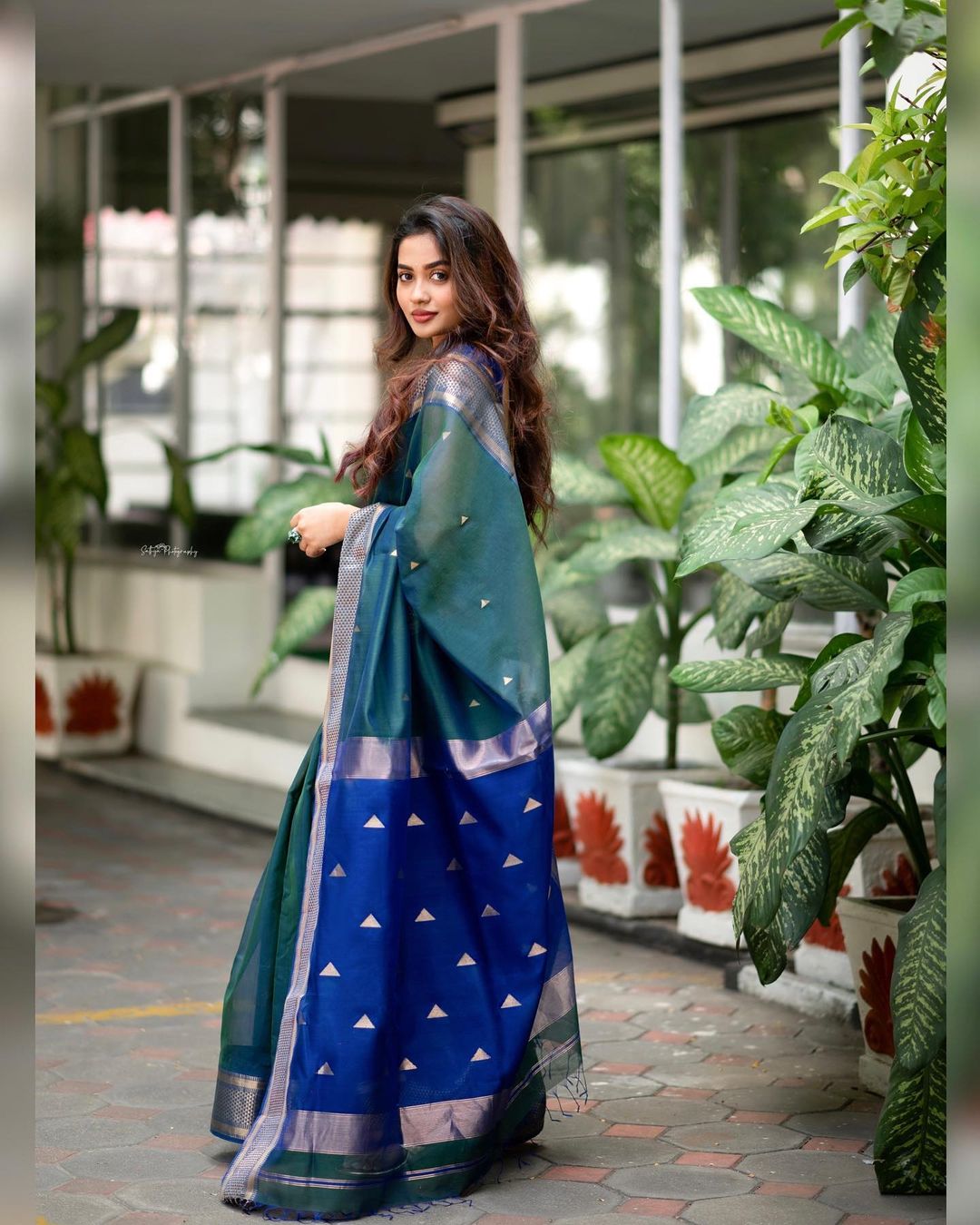 Royal Blue & Rama Dual Tone Pure Soft Semi Silk Saree With Attractive Blouse Piece