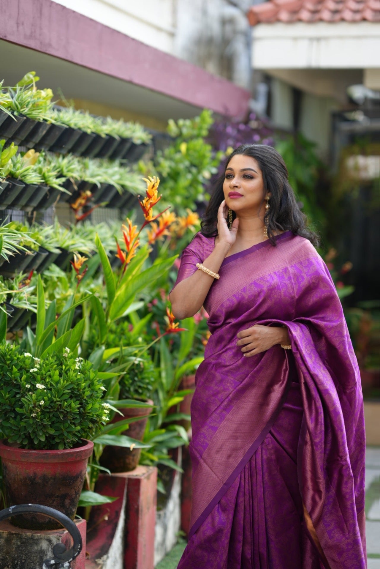 Purple Pure Soft Semi-Silk Saree Stylish Blouse Piece