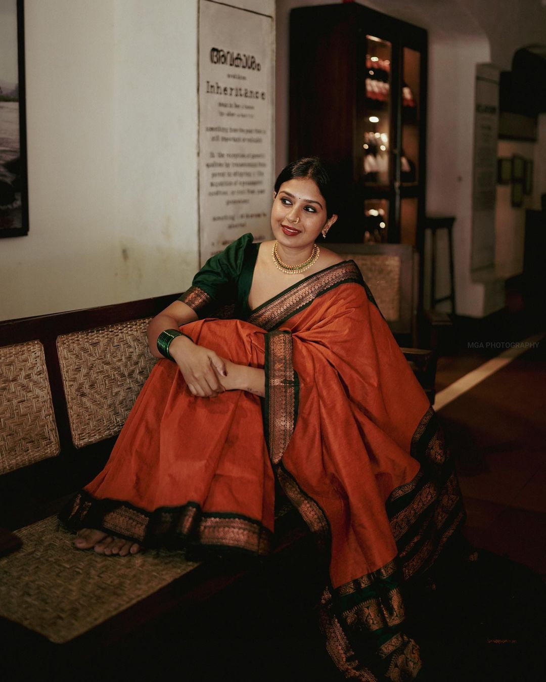 Orange & Dark Green Combination Pure Soft Semi Silk Saree With Attractive Blouse Piece