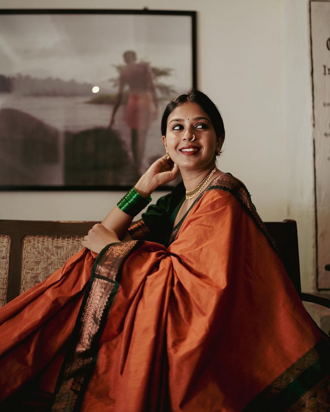 Orange & Dark Green Combination Pure Soft Semi Silk Saree With Attractive Blouse Piece