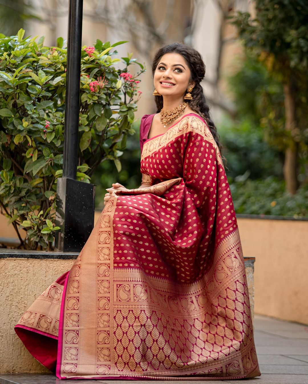 Maroon Pure Soft Semi Silk Saree With Attractive Blouse Piece Weaved With Copper Zari