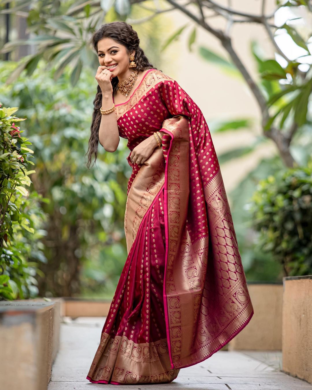 Maroon Pure Soft Semi Silk Saree With Attractive Blouse Piece Weaved With Copper Zari