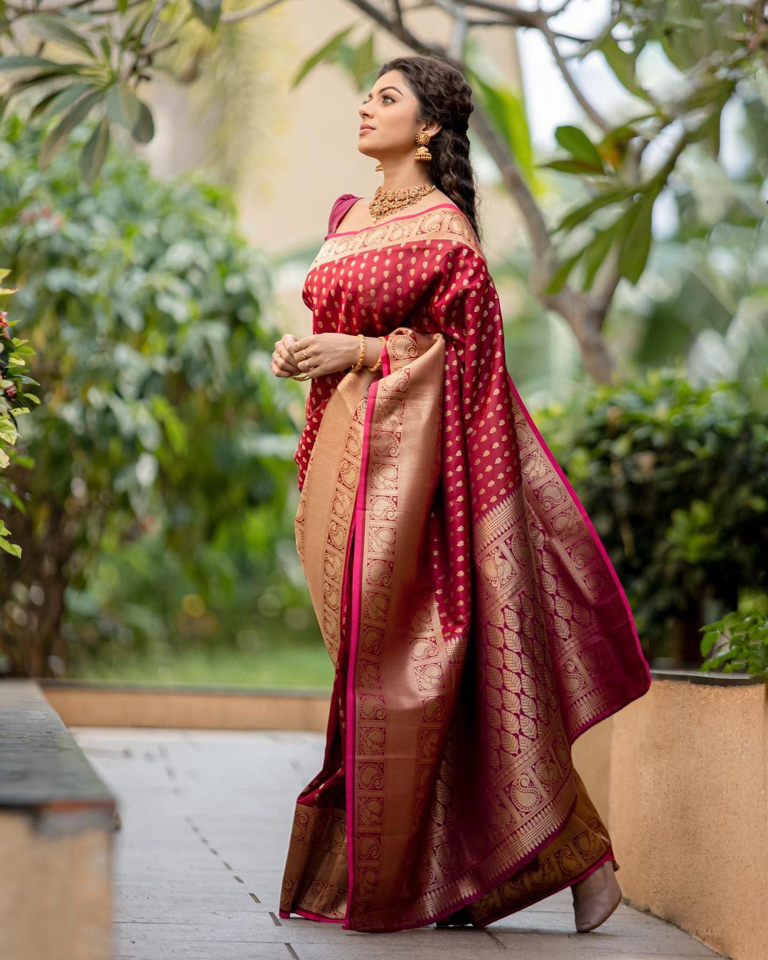 Maroon Pure Soft Semi Silk Saree With Attractive Blouse Piece Weaved With Copper Zari