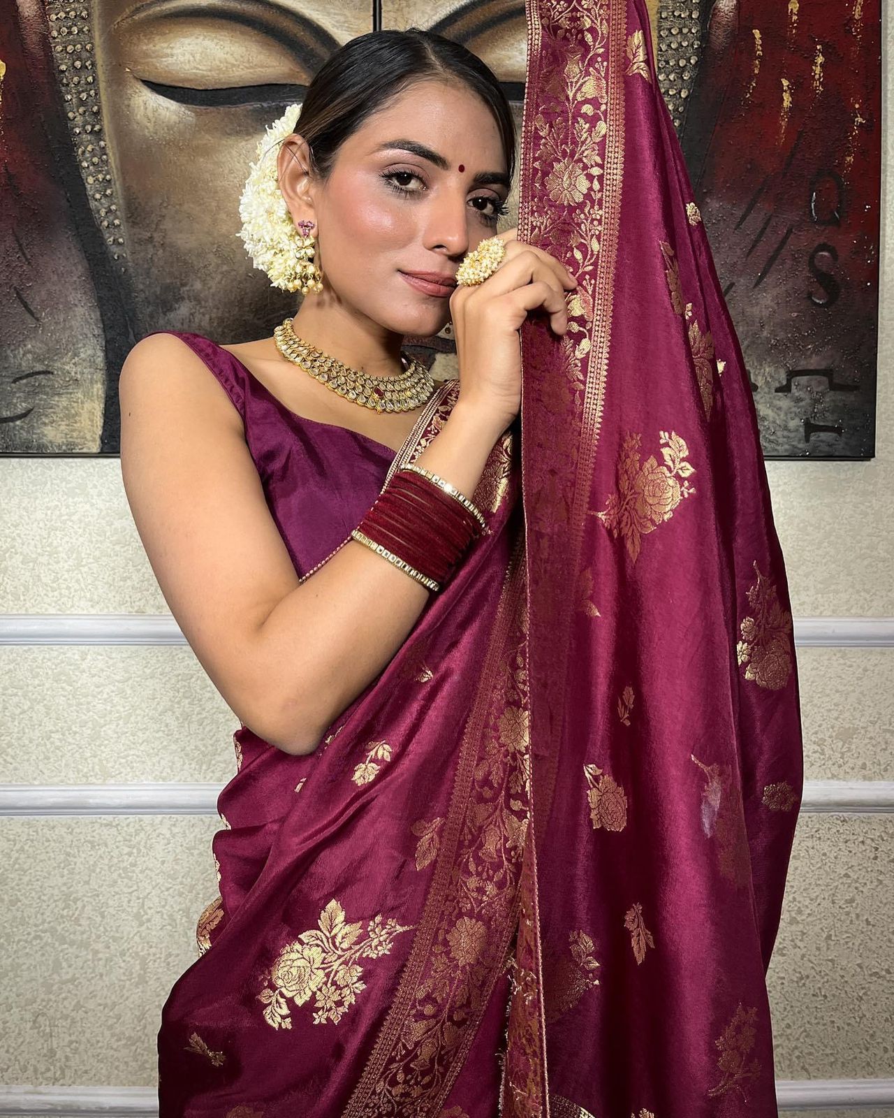 Wine Pure Soft Silk Saree With Twirling Blouse Piece
