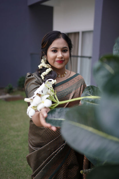 Green Pure Soft Semi Silk Saree With Attractive Blouse Piece