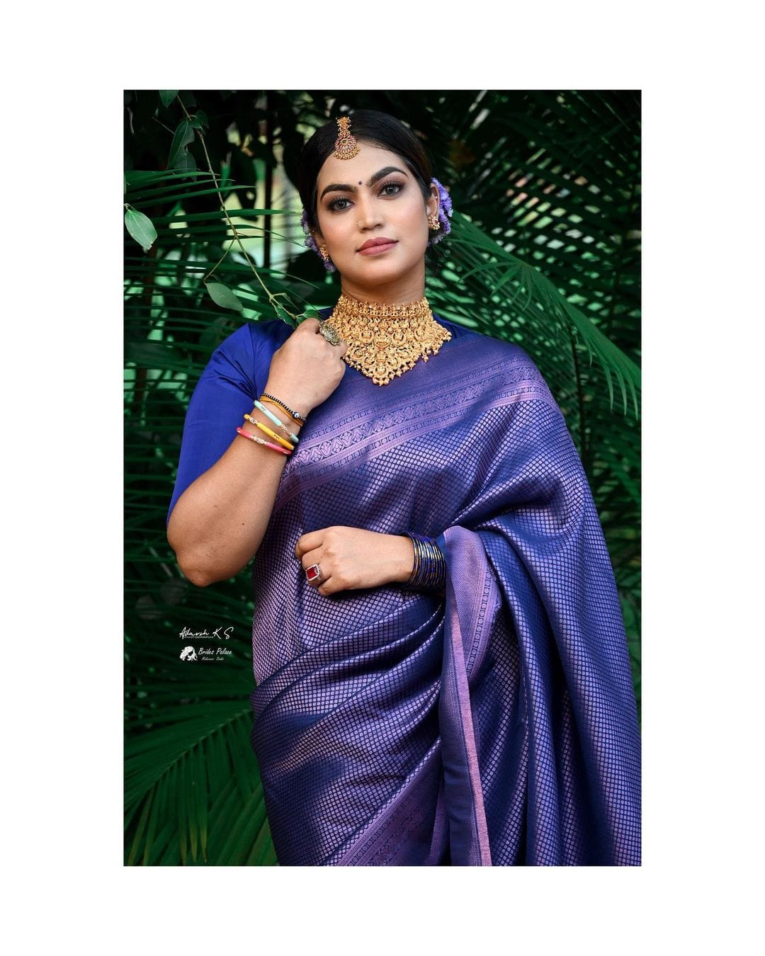 Royal Blue Pure Semi Silk Saree.