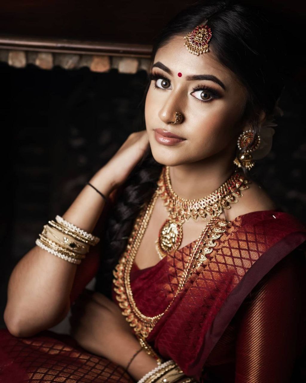 Maroon Semi Silk Saree Weaved With Copper Zari With Attached Heavy Brocade Blouse